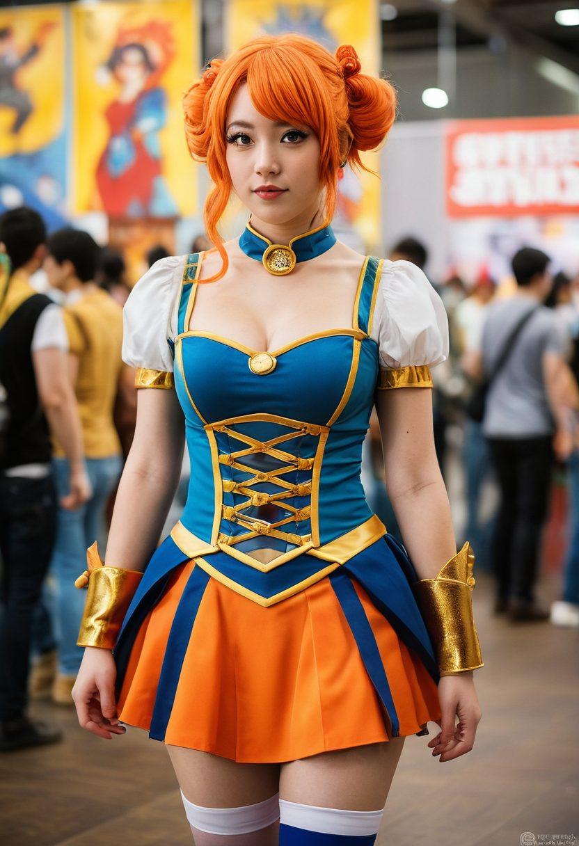 A whimsical scene depicting a vibrant, stylized manga convention bustling with enthusiastic fans dressed as their favorite characters, intertwined with subtle hints of adult themes. Lush colors contrast with playful imagery, featuring artful representations of both iconic anime characters and suggestive elements, all set within a creatively chaotic backdrop. Emphasize diversity and inclusivity, showcasing people of all backgrounds enjoying this unique blend of geek culture and adult content. super-realistic. vibrant colors. dynamic composition.